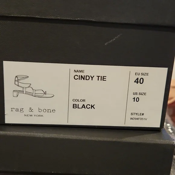 Rag Bone Cindy Tie Open Toe Wrap Sandals Black Leather EU 40 US